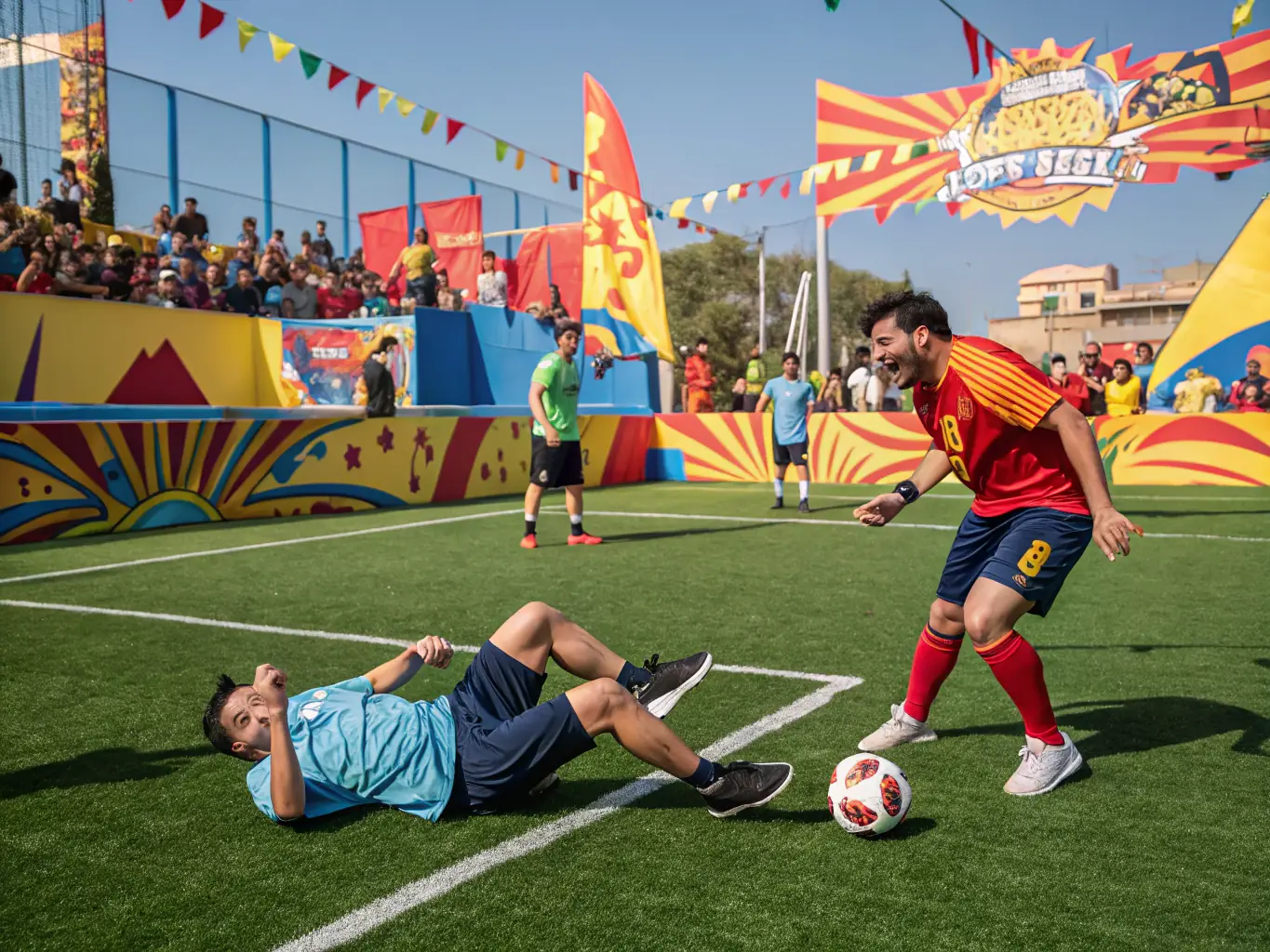 A vibrant image of a team sports game in progress at SNEVENTS-FAMILY, capturing the excitement and teamwork involved in the activity.